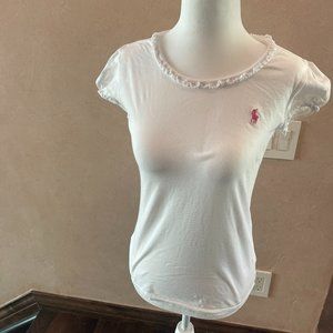 Girls White Ralph Lauren Tee Shirt, Youth size XL (16)